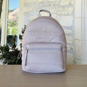 Kate Spade Ella Large Puffy Backpack Warm Beige NWT Women Authentic